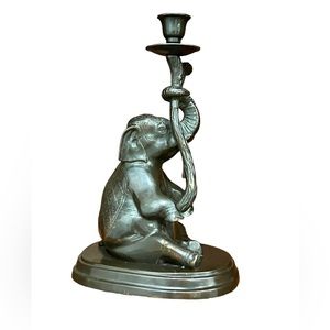 Bombay Elephant Candle Holder Candle Stick Holder Bronze 10.5” H